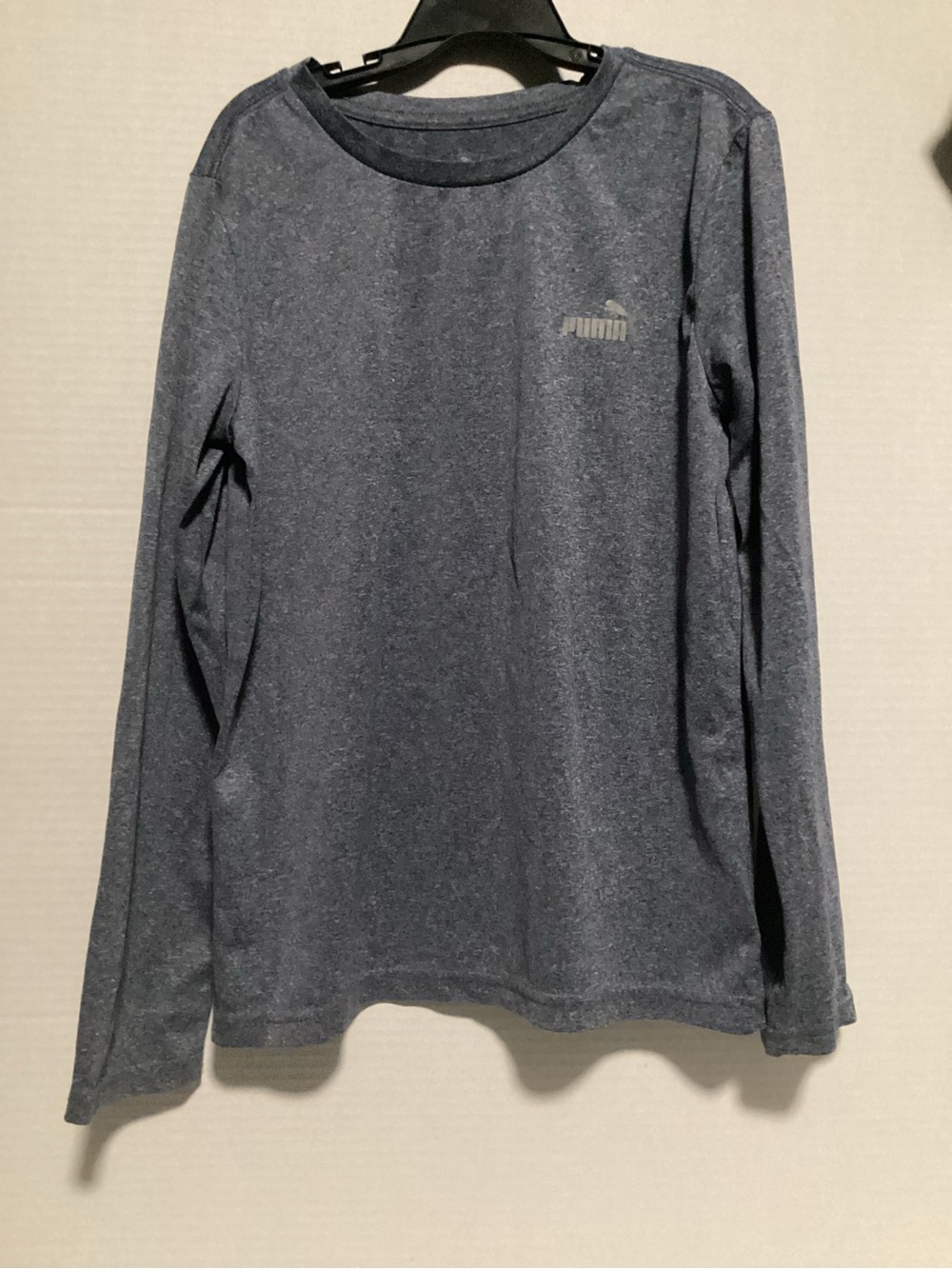 Puma Long Sleeve Crew Tee - Heather Dark Blue size kids 8